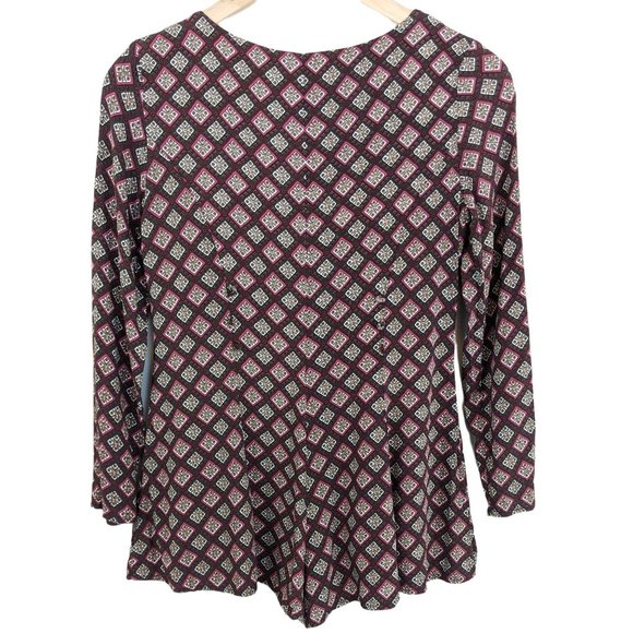 Lucca Urban brown zip front diamond printed long sleeve romper extra small - Picture 2 of 12